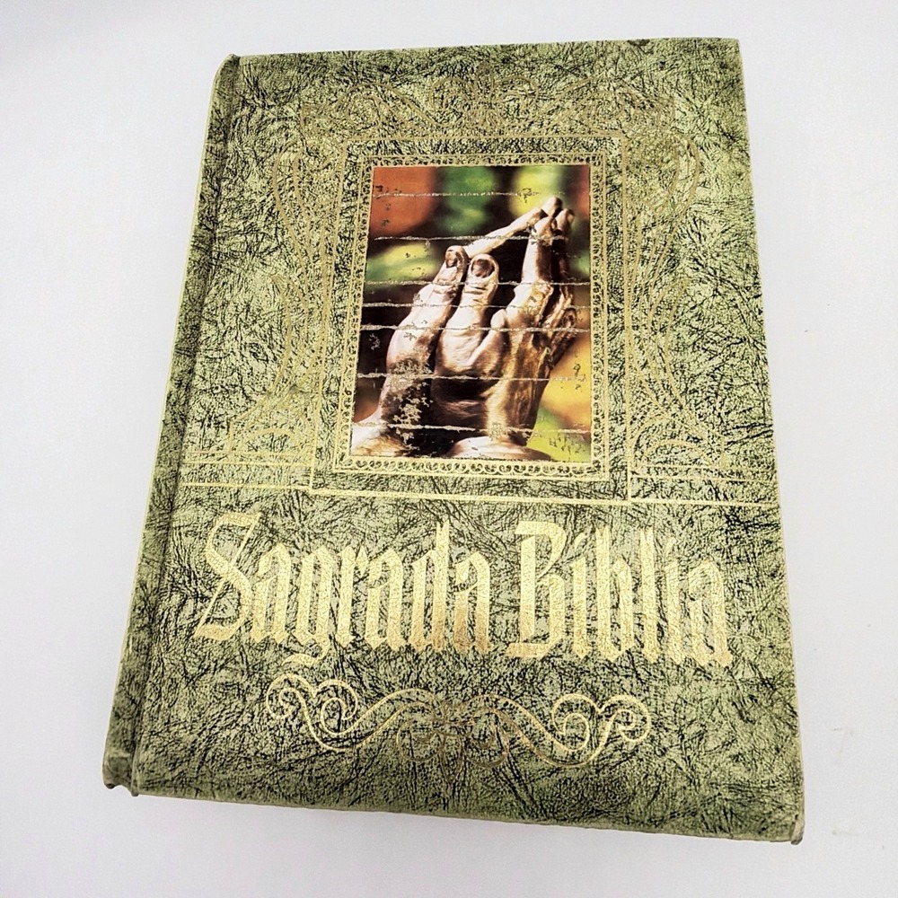 Spanish Bible La Sagrada Biblia 1959 Editorial Sopena Green Textured Gold Foil